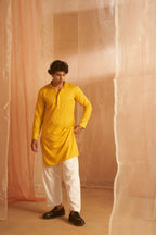 Mustard Viscose Chikankari Embroidery Work Men's Kurta Set - Mahotsav | Grocsy