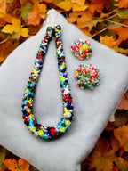 Inhanns Noor-E-Jalwa – Handmade Crystal Bead Necklace / Necklace With Earrings -Adjustable - Multi Colour | Grocsy