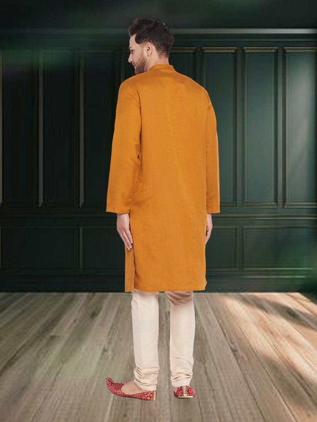 Even Apparels Men's Copper Coloured Linen Kurta | Grocsy
