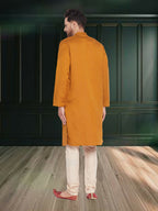 Even Apparels Men's Copper Coloured Linen Kurta | Grocsy