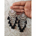 MS Fashion India Alloy Black Color Metal Drops And Danglers Half Chandbali Mirror Earrings | Grocsy