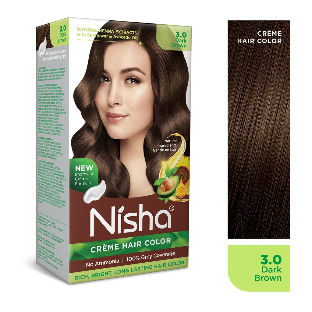 Nisha Creme Hair Color for Women - Dark Brown | Grocsy