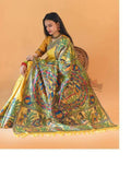 Exclusive Collection Yellow 5 Beautiful Khadi Ghicha Handloom Saree | Grocsy
