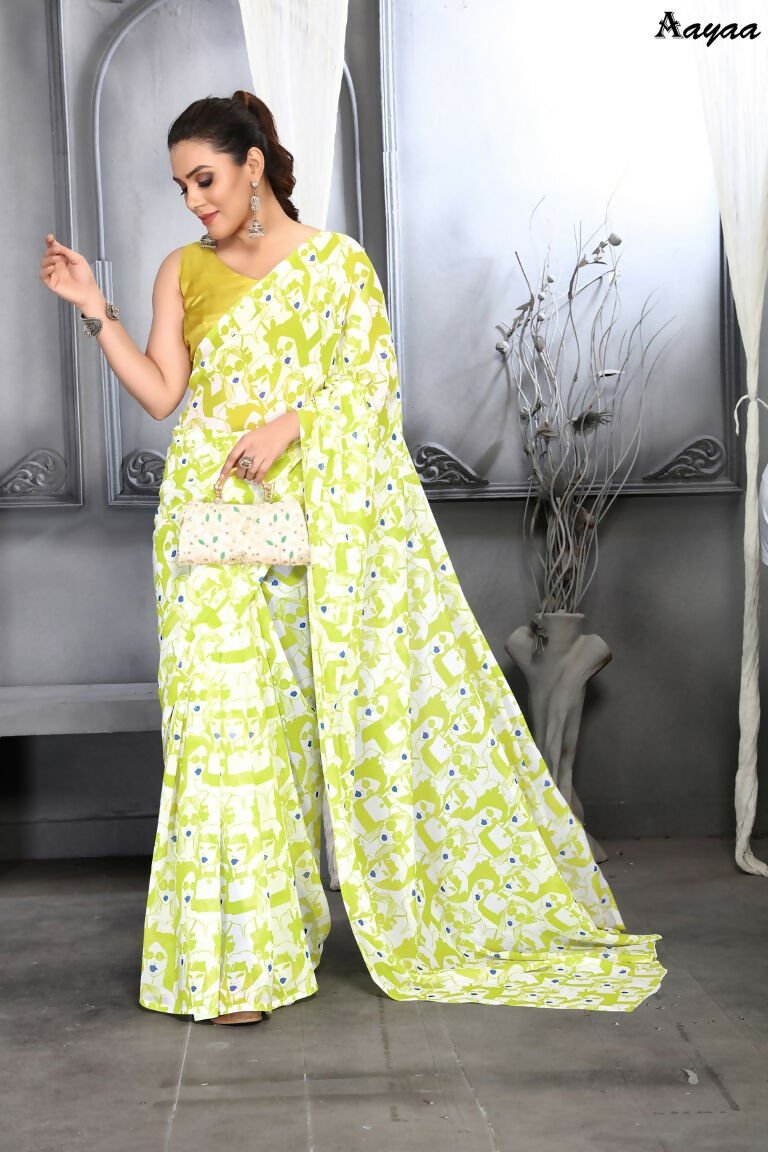 Aayaa Designer Printed Georgette Saree - Multi Color | Grocsy