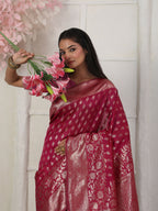 Shree Shyam Fashion Lichi Silk Wine Saree | Grocsy
