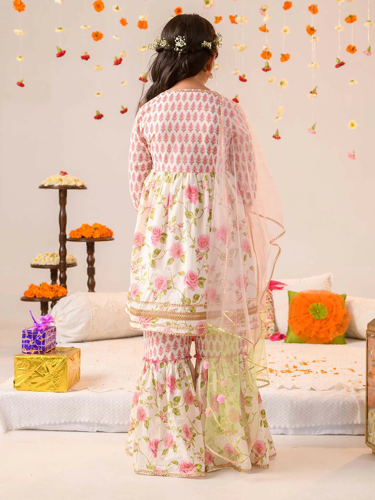 Joban Fashion Girl's Multi Color Sharara Set | Grocsy