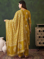 Sangria Printed Pure Cotton Straight Kurta , Trouser & Dupatta Set | Grocsy