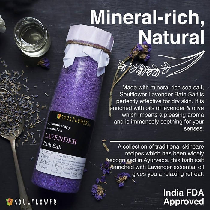 Soulflower Aromatherapy Essential Oil Lavender Bath Salt | Grocsy
