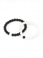 NVR Set of 2 Black & White crystal beaded Bracelet for Men & Women | Grocsy