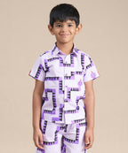 Snakes and Ladders Boys Purple Table Print Shirt from Siblings Collection | Grocsy