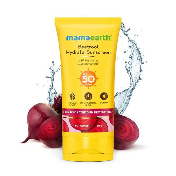 Mamaearth Beetroot Hydraful Sunscreen SPF 50 & PA++++ | Grocsy