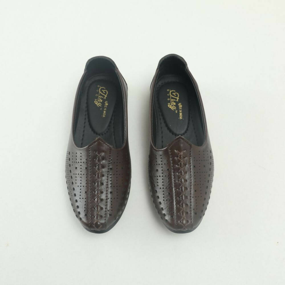 Tiny Bugs Boys Party & Ethnic Wear Mojari - Dark Brown | Grocsy
