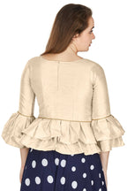 Aastha Fashion Women's Off White Art Silk Bell Sleeves attire with Poly Cotton Lining Blouse | Grocsy