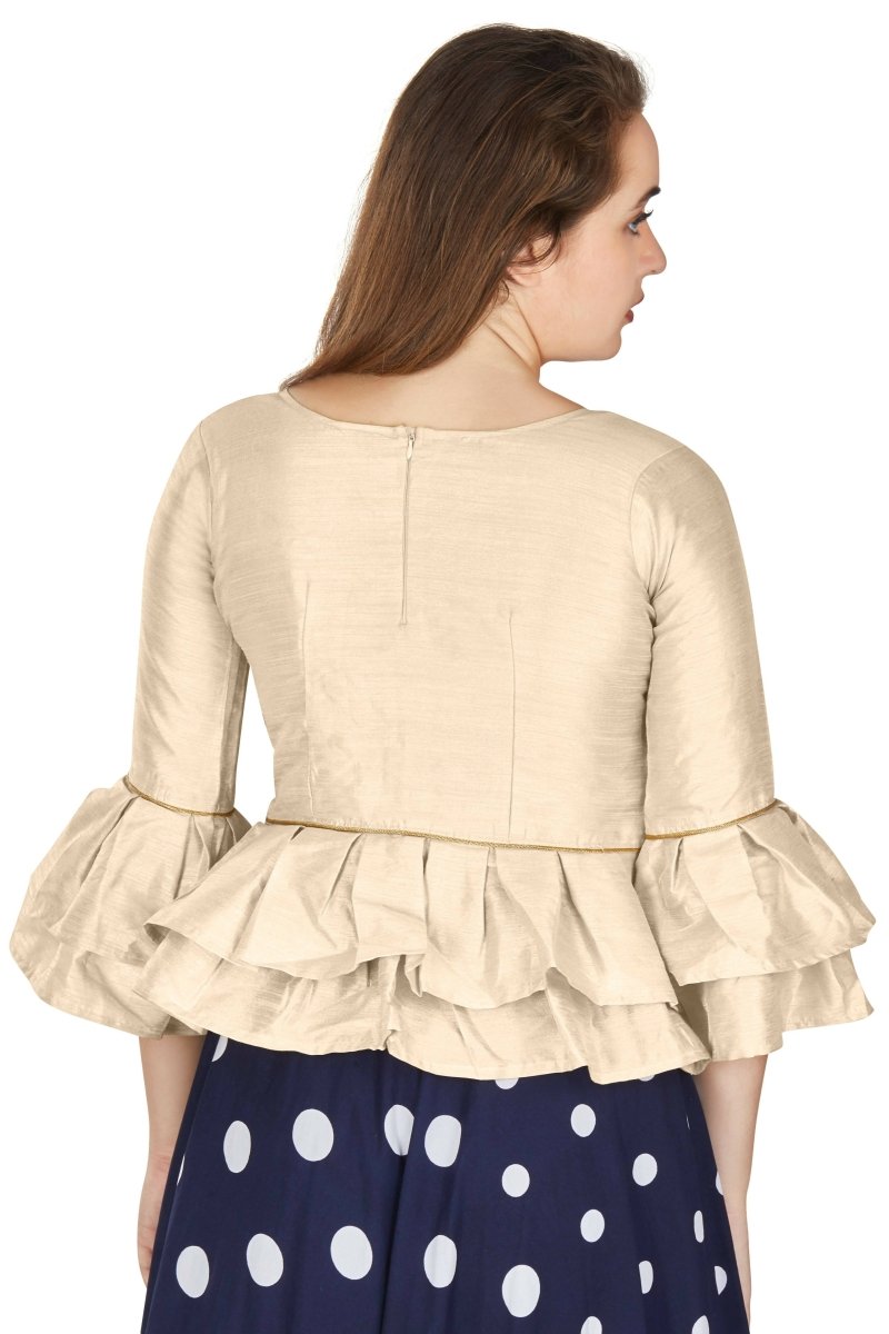 Aastha Fashion Women's Off White Art Silk Bell Sleeves attire with Poly Cotton Lining Blouse | Grocsy