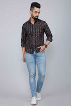 Miravan Men's Black Slim Fit Full Sleeves Shirt | Grocsy