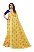 Vamika Yellow Linen Jari Border Saree (CHARVI YELLOW) | Grocsy