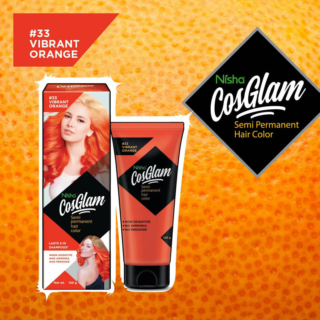 Nisha Cosglam Semi Permanent Hair Color 33 Vibrant Orange | Grocsy