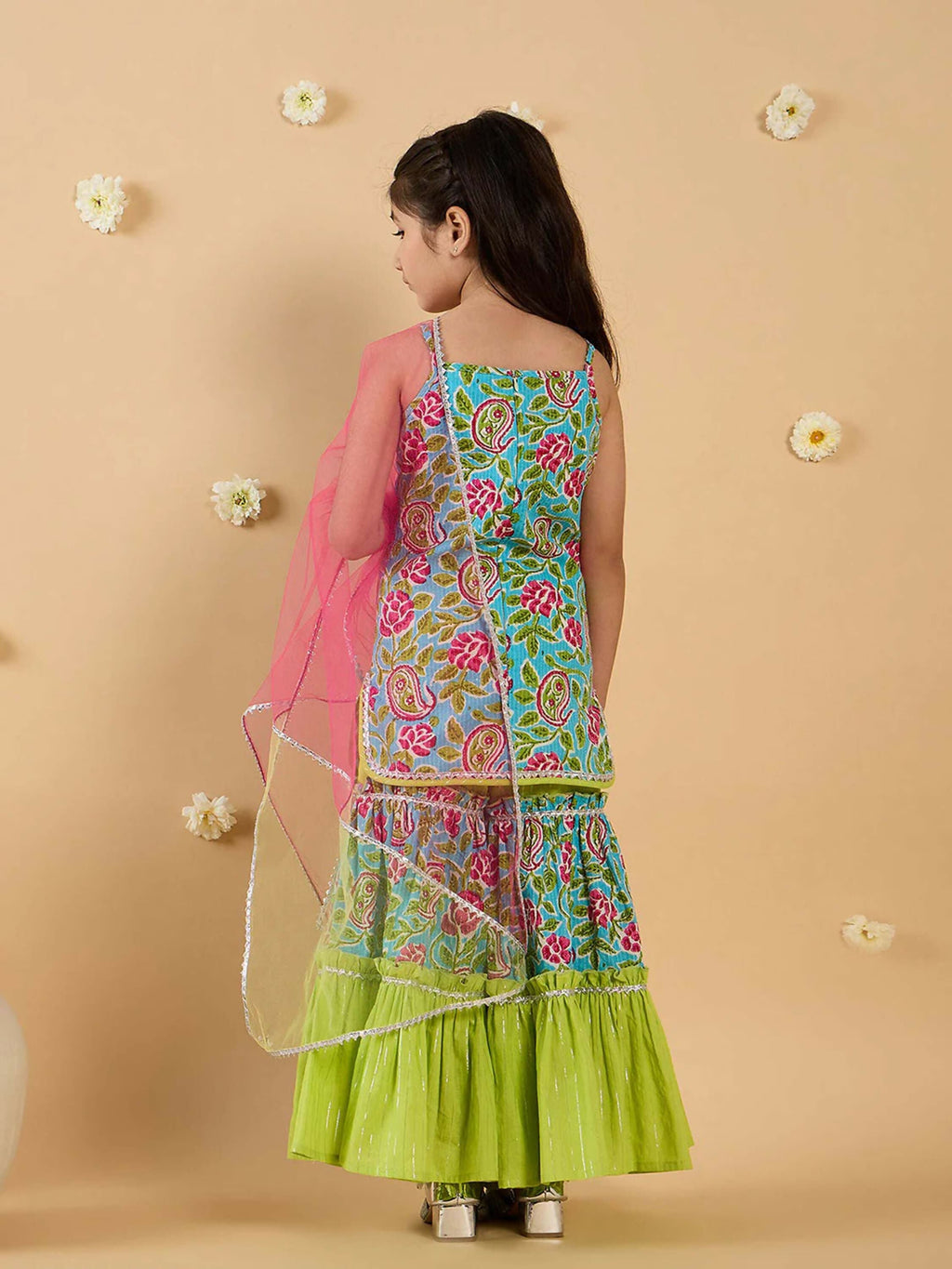 Joban Fashion Girl's Multi Color Sharara Set | Grocsy