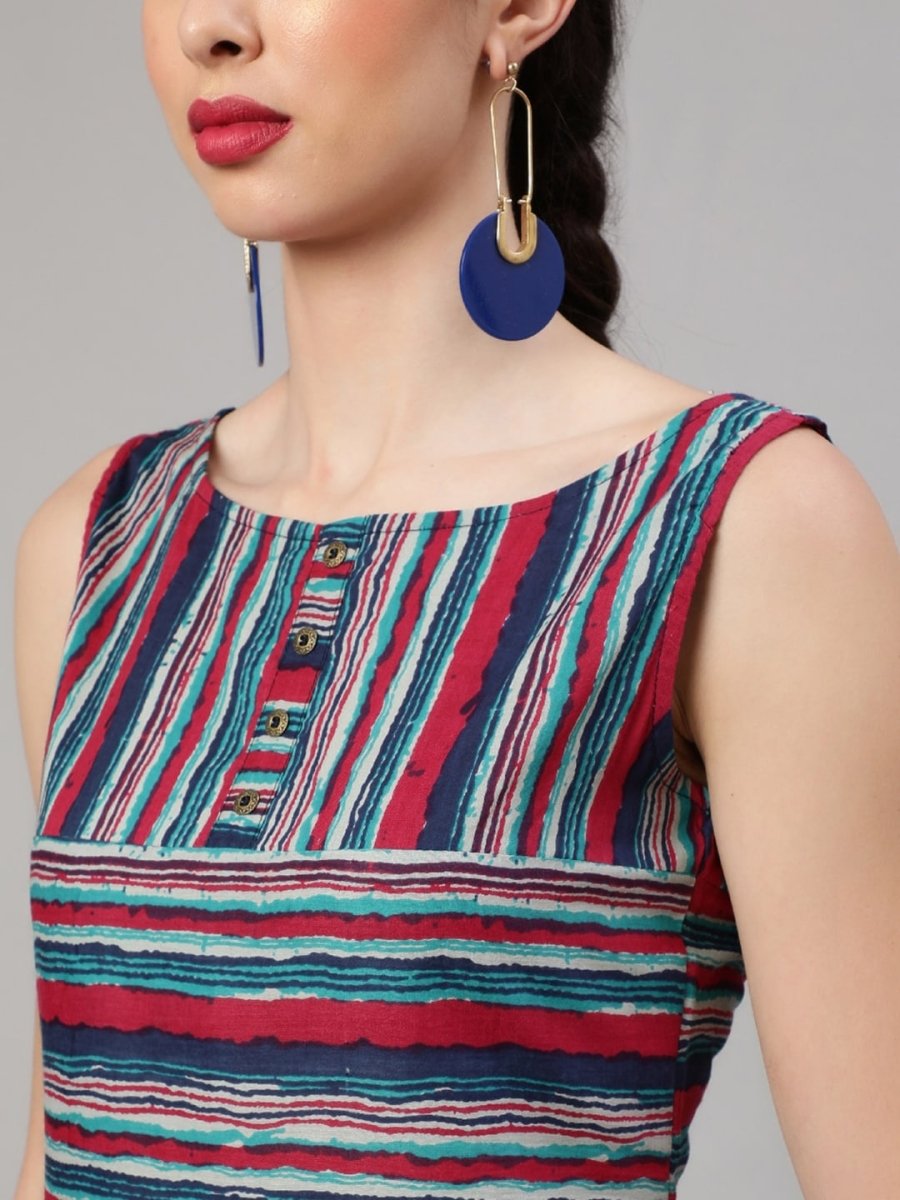 Aks Striped Regular Pure Cotton Kurta With Salwar | Grocsy