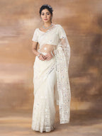 kasee Floral Embroidered Net Saree | Grocsy