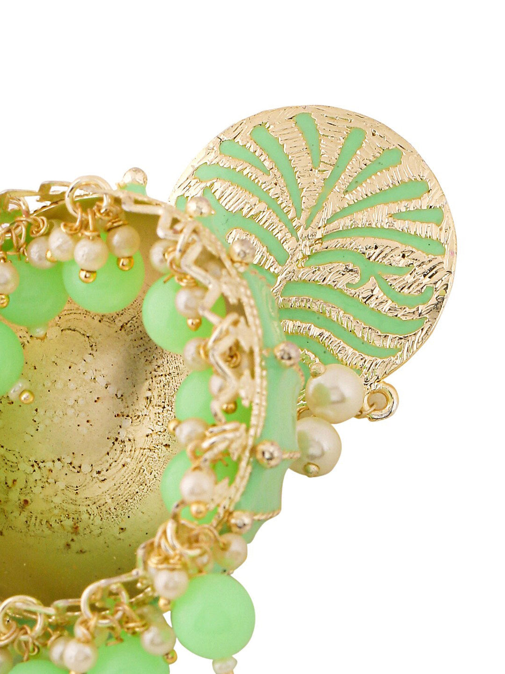 Yellow Chimes Women Green Meenakari Jhumkas Earrings | Grocsy