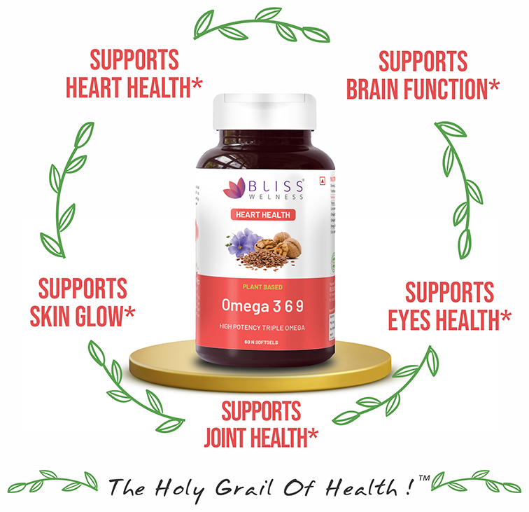 Bliss Welness Heart Health Omega 3 6 9 Softgel Capsule | Grocsy
