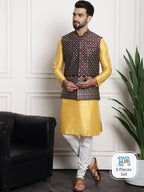 Sojanya Ethnic Motifs Printed Regular Kurta & Pyjamas With Nehru Jacket | Grocsy