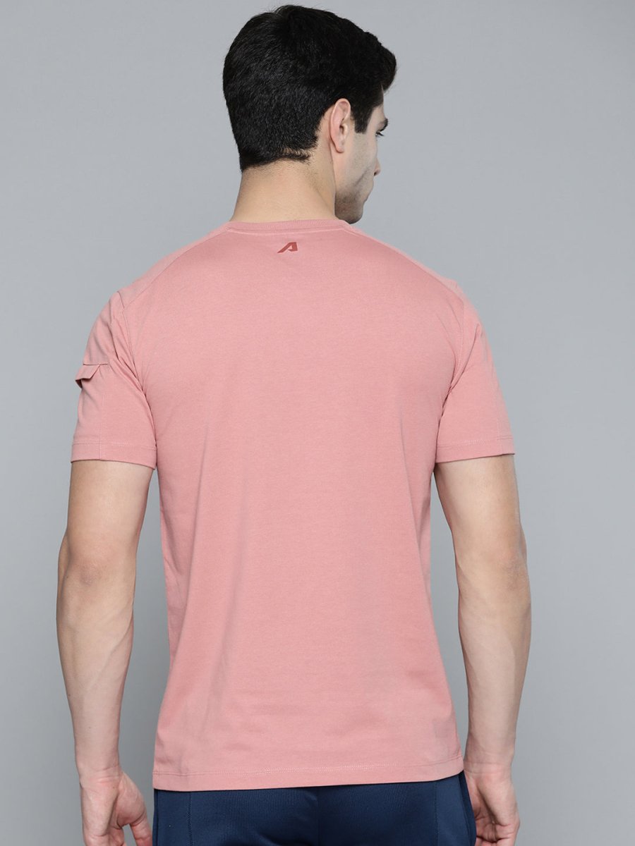 Alcis Men Dusty Pink & Maroon Typography Printed T-shirt | Grocsy
