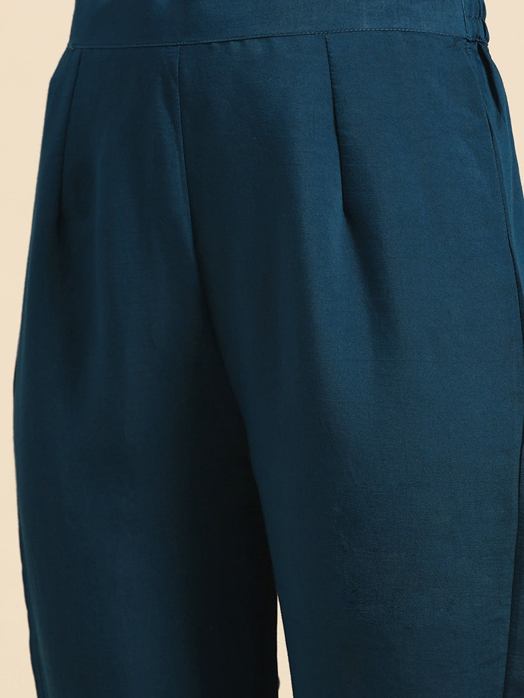 Sangria Women Teal Blue Embroidered Pure Cotton Kurta with Trousers & Dupatta | Grocsy