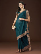 kasee Floral Embroidered Embellished Saree | Grocsy
