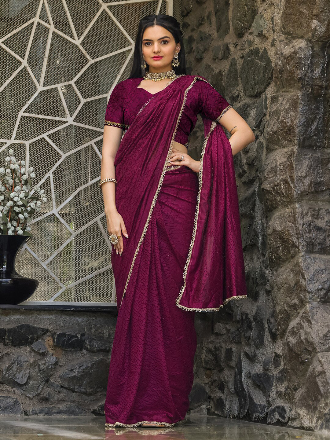 Tikhi Imli Abstract Printed Ready to Wear Saree | Grocsy