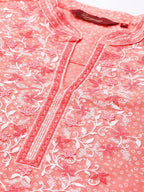 Sangria Women Pink Bandhani Printed Thread Work Pastels Kurta | Grocsy