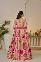 Kesar Fab Orange Banarasi Silk Embroidered Lehenga | Grocsy