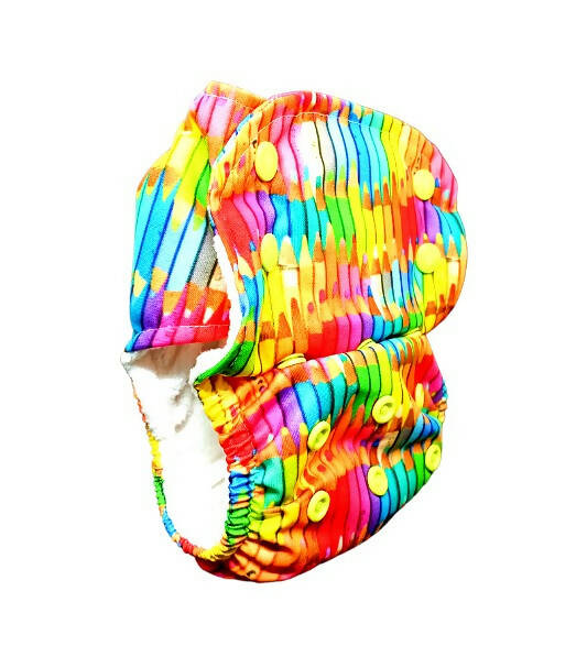 Kindermum Pro Aio Cloth Diaper (With 2 Organic Inserts And Power Booster)-Colorful Art For Kids | Grocsy