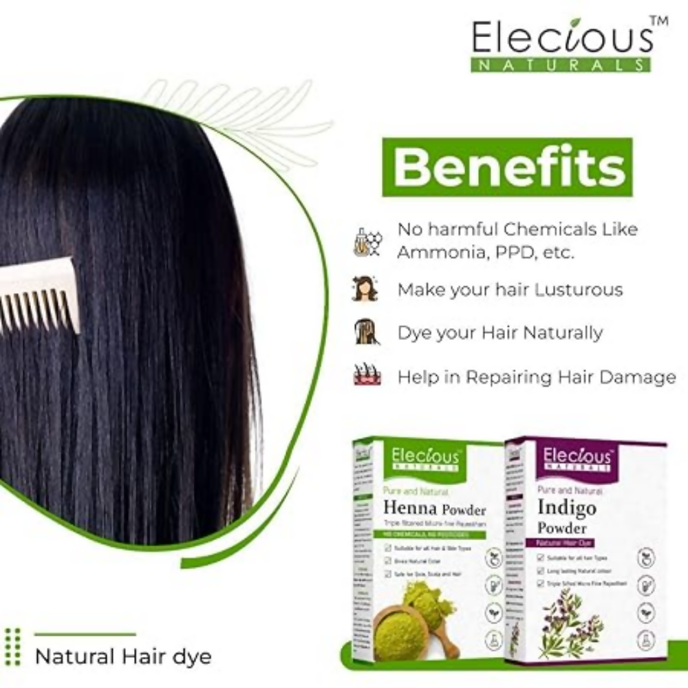 Elecious Naturals Indigo and Henna powder for Black Hair | Grocsy