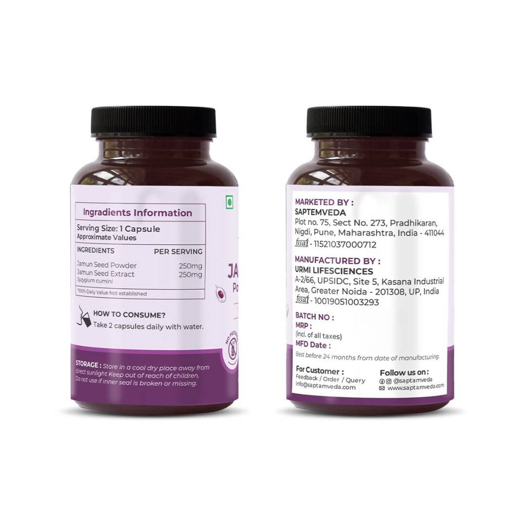Saptamveda Natural Jamun Seed Capsules | Grocsy
