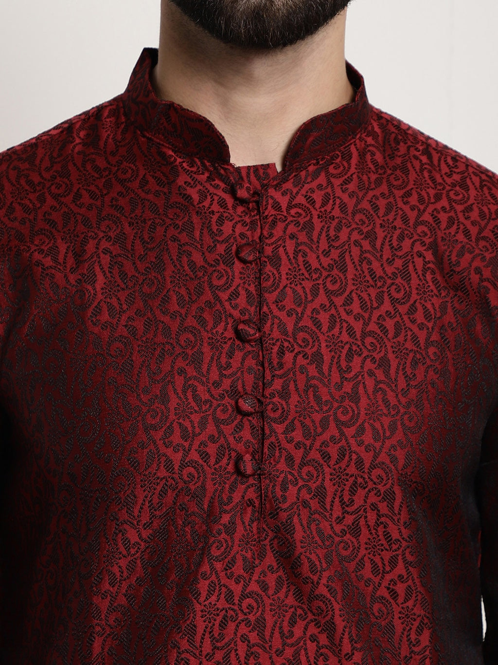 Sojanya Men Maroon Printed Straight Kurta | Grocsy