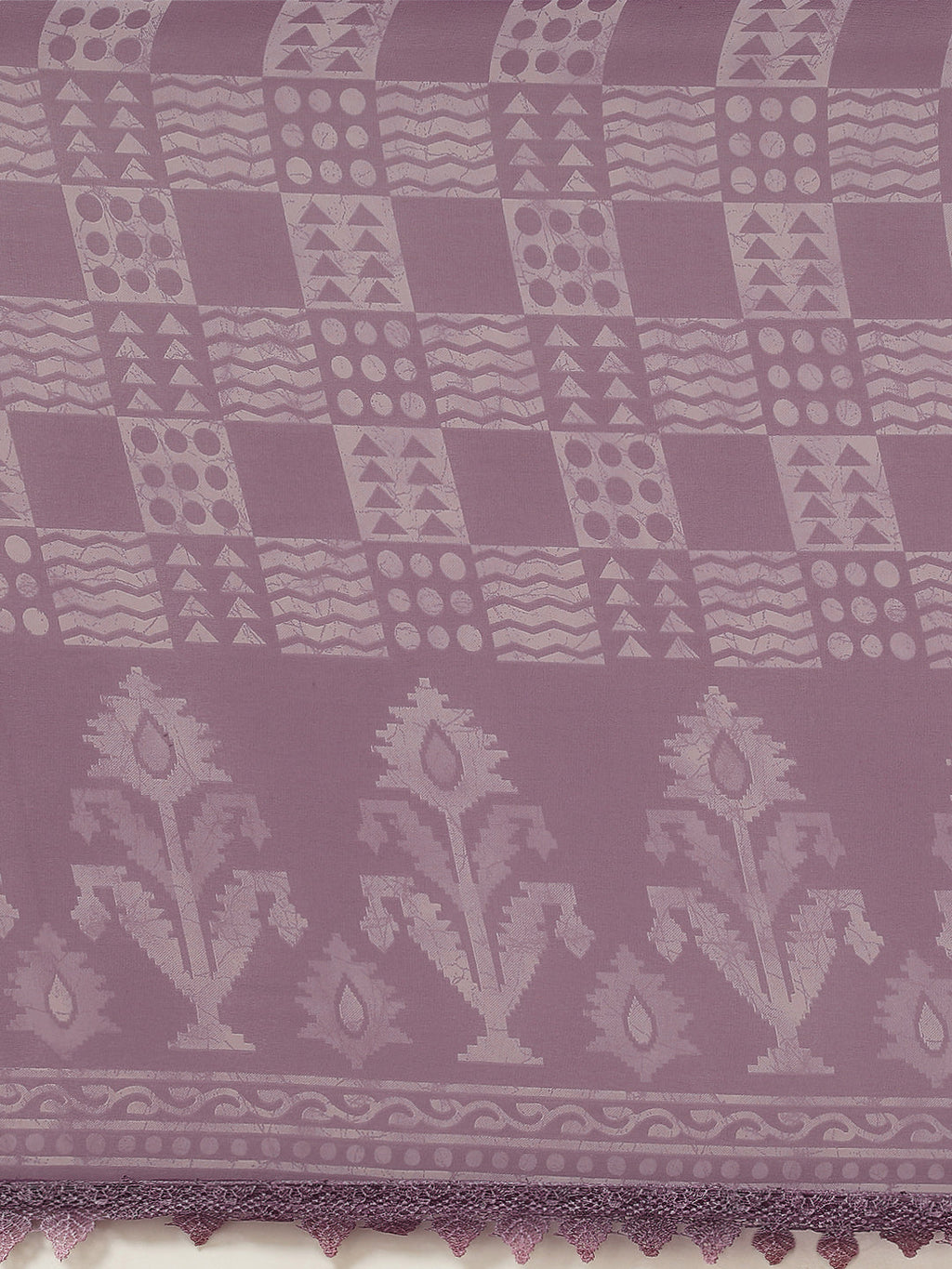 Tikhi Imli Mauve Batik Saree With Chikankari Lace | Grocsy