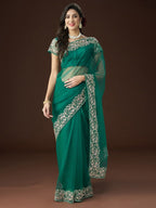 kasee Floral Embroidered Net Saree | Grocsy