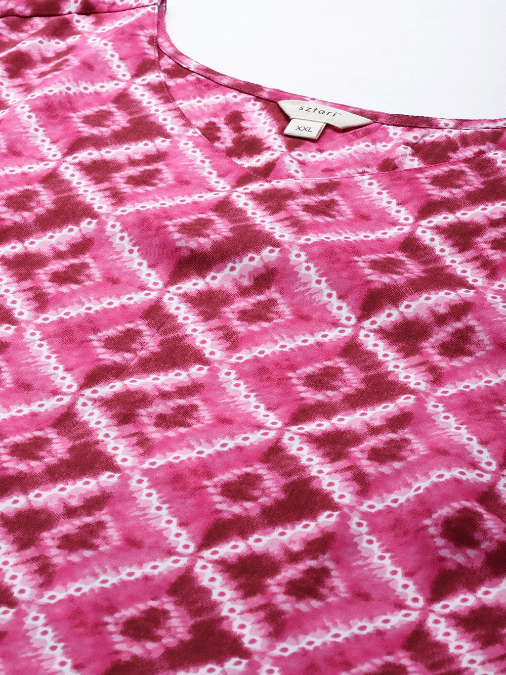 Sztori Women Plus Size Pink & Off White Printed Kurta | Grocsy