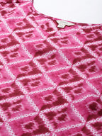 Sztori Women Plus Size Pink & Off White Printed Kurta | Grocsy