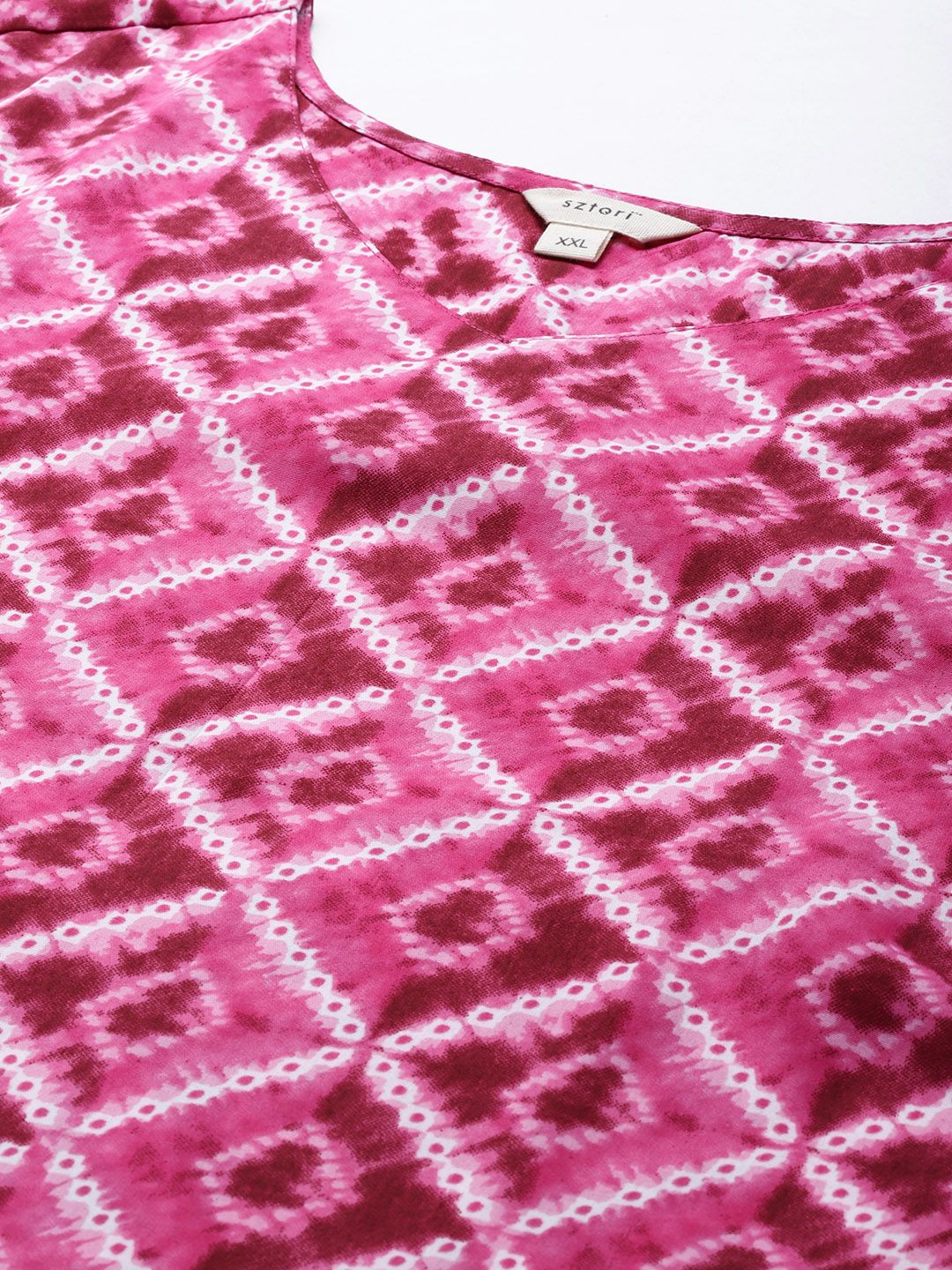 Sztori Women Plus Size Pink & Off White Printed Kurta | Grocsy