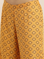 Sangria Women Yellow & Black Pure Cotton Kurta with Salwar | Grocsy