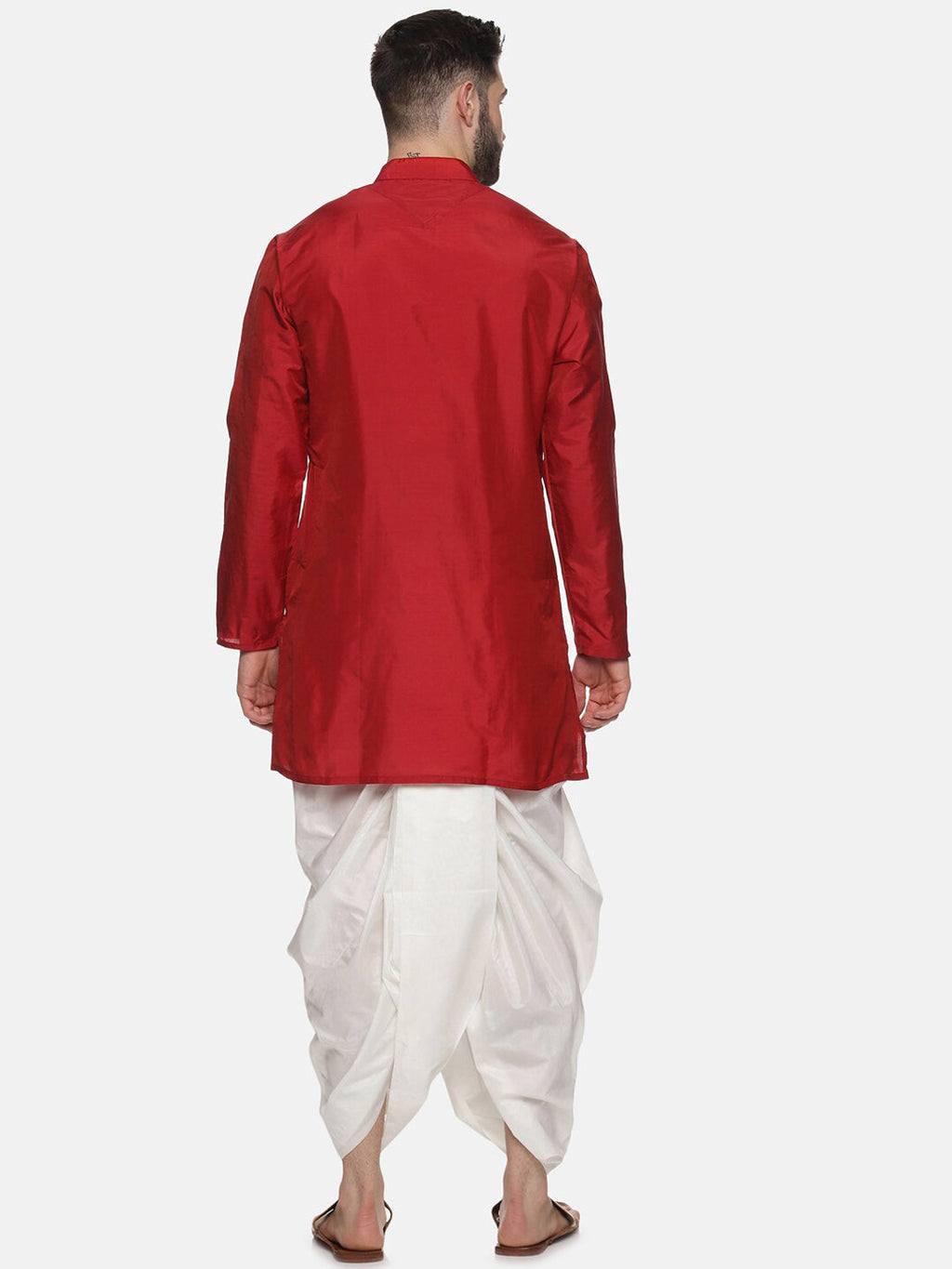 Sethukrishna Men Maroon Kurta with Dhoti Pants | Grocsy