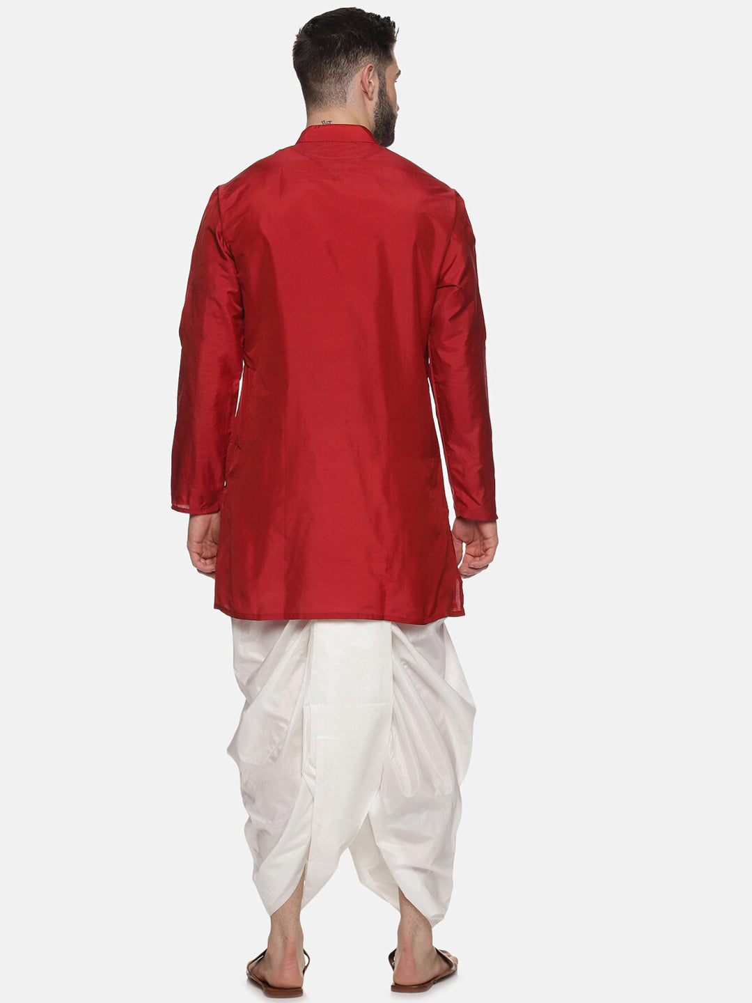 Sethukrishna Men Maroon Kurta with Dhoti Pants | Grocsy