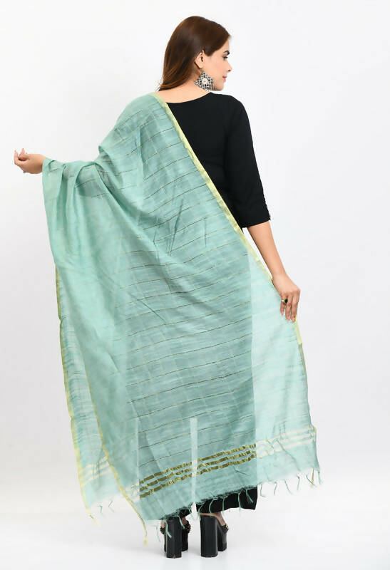 Mominos Fashion Moeza Women's Cotton Zari Box Pista Green Dupatta | Grocsy