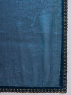 Teal Organza Swaroski Diamond Work Saree with Unstitched Blouse - Radha | Grocsy