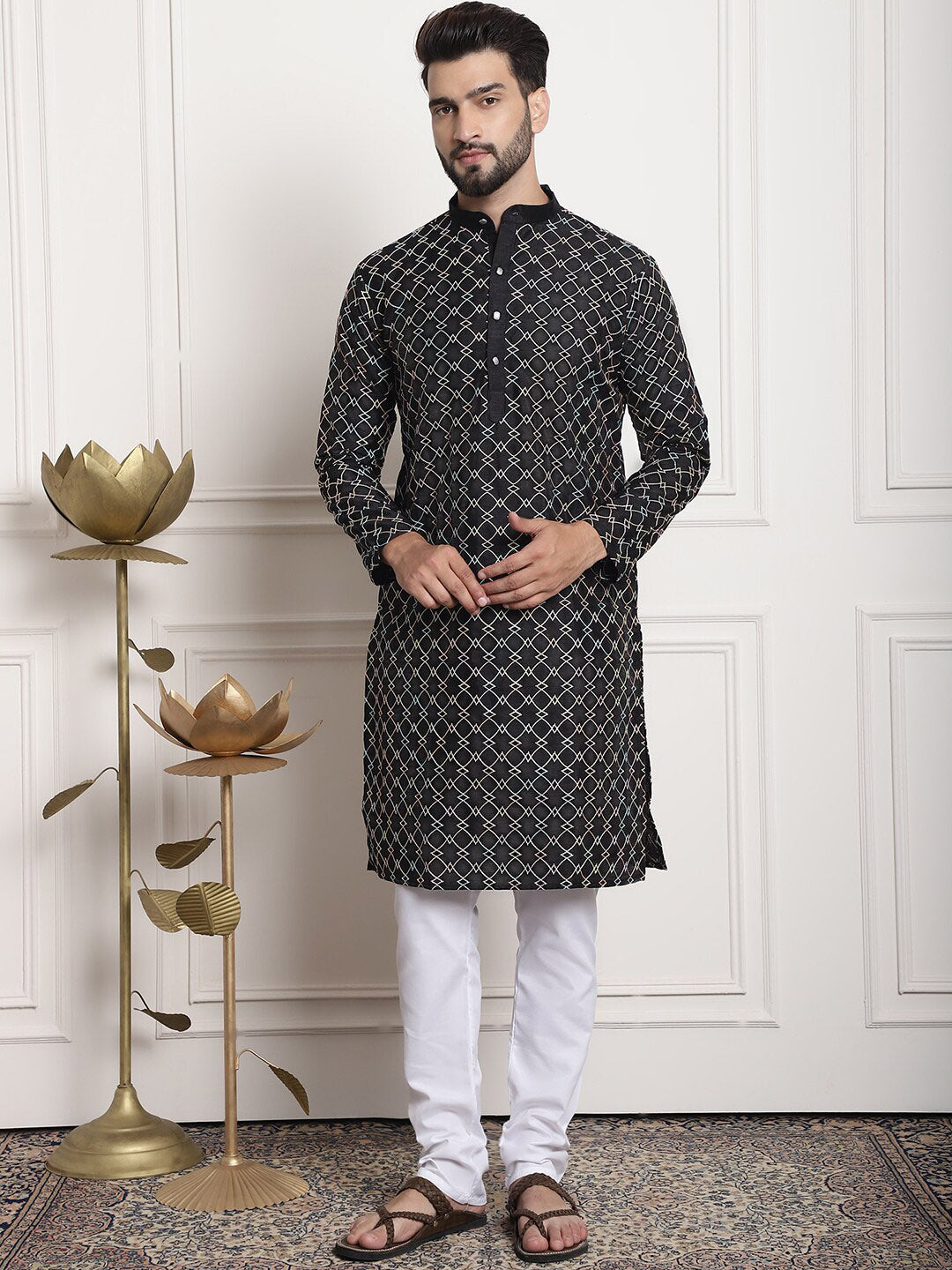 Sojanya Ethnic Motifs Woven Design Embroidered Straight Kurta & Churidar With Nehru Jacket | Grocsy