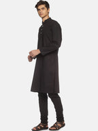 Sethukrishna Men Black Pure Cotton Kurta with Pyjamas | Grocsy