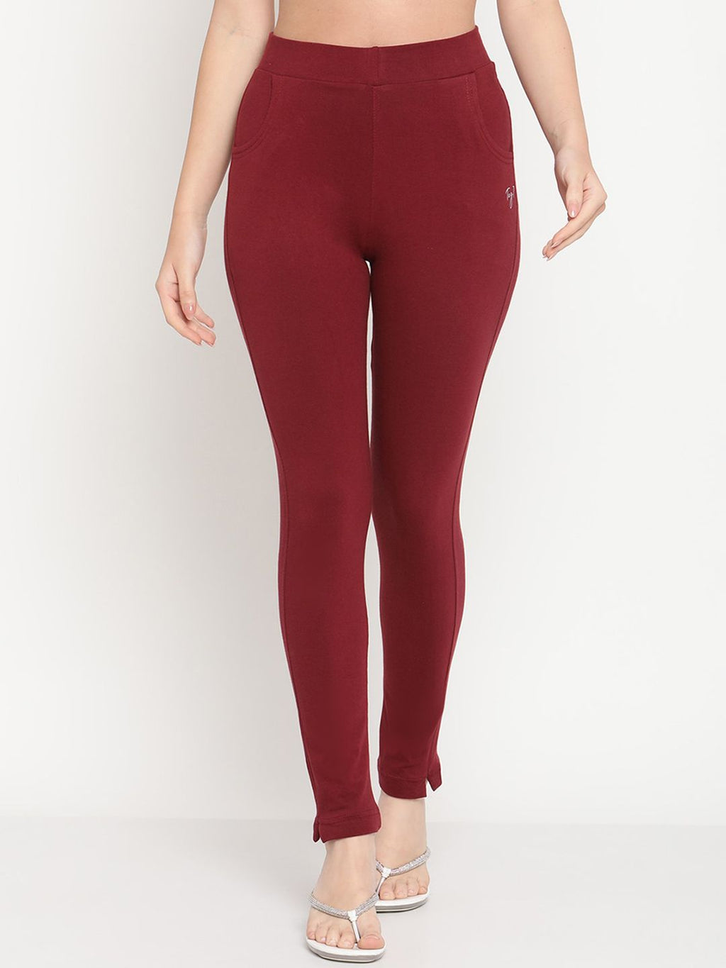 TAG 7 Women Pack of 2 Pink & Maroon Solid Kurti Pants | Grocsy